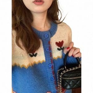 Korobov Chic Knitwears Cardigan Women Clothing Autumn Vintage Jacquard Sweater Coat