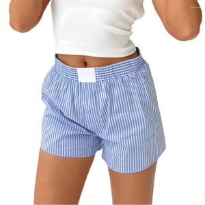 Damen-Shorts, Puloru, lässig, Sommer, gestreift, für Damen, mittleres elastisches Band, lockere Böden, Straße, Lounge-Kleidung, weibliche sportliche kurze Hosen