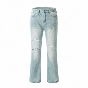 Uprakf Rubed dżinsy Pocket Blue Streetwear Denim Spodnie swobodne spodni Fit Fit Summer Pantale Y3qq#