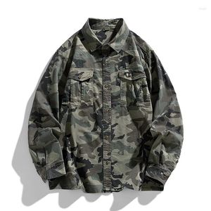 Men's Casual Shirts Men Shirt Fashion Camouflage Lapel Cargo High Quality Retro Outdoor Hiking Sport Loose Military Style Blouse Spring