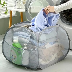 Laundry Bags Foldable Basket Large Capacity Collapsible Mesh Cloth Hamper With Reinforced Carry Handles Home Accessories