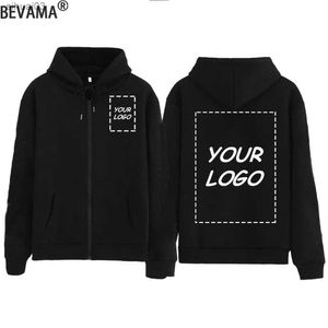 Herrtröjor tröjor anpassade hoodie mens anpassade huva tröja design ditt eget mönster hip hop street kläder unisex dragkedja hoodie jacka l2403