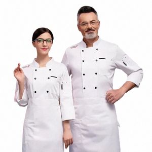 food Service Chef Jacket Mens Restaurant Kitchen Cook Uniform Hotel Cooking Coat Cafe Work Shirt Bakery Waiter Costume 16XL#
