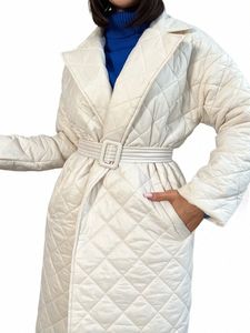 Şifreleme Sonbahar Kış LG Kollu Parkas Kapitone Paltolar ve Ceketler Kadınlar için Sıcak Kemer Trençkot Çekme Ceketler Canozlar C8RA#