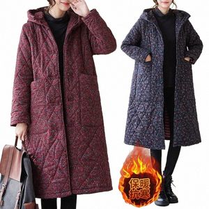 2023 outono e inverno cott linho floral jaqueta feminina estilo étnico pan butt com capuz engrossado quente lg casaco acolchoado z3378 z5qv #