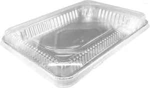 Disposable Dinnerware KitchenDance Silver 13" X 9" 2" Aluminum Cake Pans With Lids - 80 Ounces Rectangular Baking Pan Perfect For Cakes