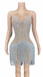 Блестящие кристаллы с блестками Dr Women Party Prom Birthday Dress Dr Sexy Nightclub Outfit Show Performance Костюм Сценическая одежда y68s #