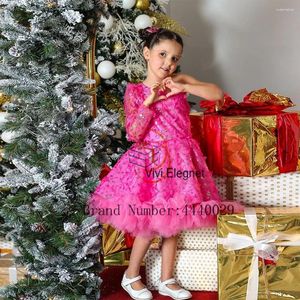 Mädchenkleider Modern Scoop Full Sleeve Blumenmädchen für Kinder 2024 Sommer Knielang Ein Weihnachtskleid mit Pailletten 2025