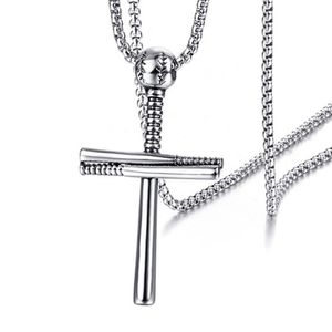 12PCS European and American outdoor baseball cross pendant necklace Fashion personality Man's accessories 3color1910