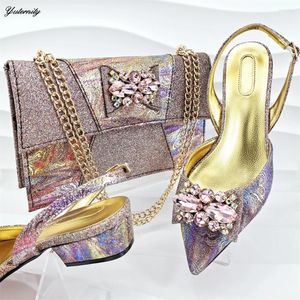 Dress Shoes Arrival African Wedding And Bag Set Italian Rhinestone High Heels With To Matching For Party