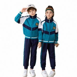 customized school uniform set for school students, spring and autumn school clothes, children's sports meeting class uniforms 03mu#