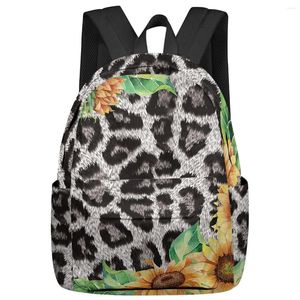 Zaino Animale Leopardo Fiore Girasole Donna Uomo Zaini Scuola impermeabile per studenti Ragazzi Ragazze Borse per laptop Mochilas