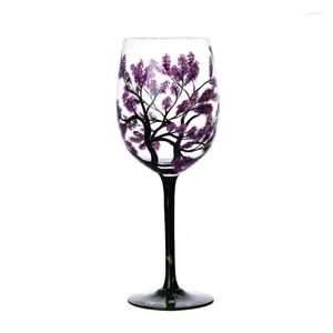 Wine Glasses Four Seasons Tree Glass Hand Painted Goblets Unique High Legged Cup Glassware For Family Friend G5AB