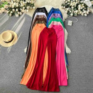 Calças femininas capris mulheres sólidas calças de cintura alta com pernas largas elegantes e elegantes coreano casual retro outono roupas de rua l2403