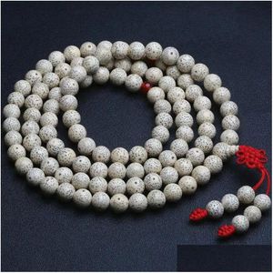 Naszyjniki wisiorek Bro968 Buddyjska 108 Beige White Star Moon Bodhi Różańca 8 mm Meditation Mala Mala Drop Relivery Wiseldants DH59W