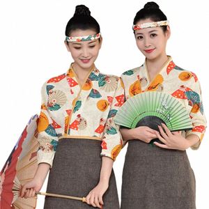 Männer Japanische Küche Sushi Lebensmittel Chef Kimo Roben Kellner Jacken Frauen Restaurant Küche Koch Uniform Tops Apr Arbeitskleidung l2Rx #
