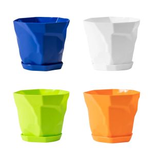 Planters 5/6Pcs Plastic Flower Pots New Geometric Nordic Simple White Thickened Green Radish Fleshy Flowerpots Indoor Plants 15/17/20cm