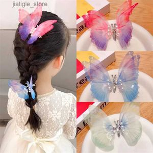 Hair Clips Haimeikang Cute Butterfly Hairpin Hairgrip Girls Sweet Fashion Hair Clip Headwear Women Ponytail Holder Hair Accessories Y240329