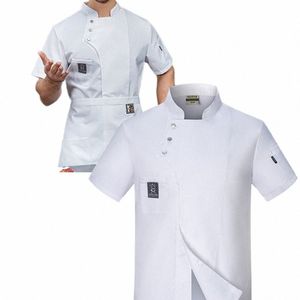 Camiseta casual masculina e feminina, uniforme de chef, manga curta, bolsos, macio, padaria, restaurante, roupas de trabalho, cozinha, camiseta s574 #