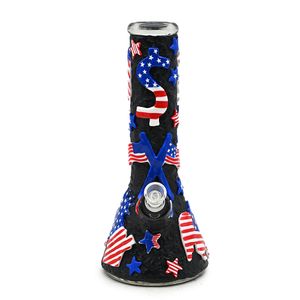 1pc,12.5in,Hand Painted Colorful Polymer Clay Independence Day Theme Glass Bong,Glass Hookah,Glass Water Pipe,Home Decorations,Smoking Accessaries