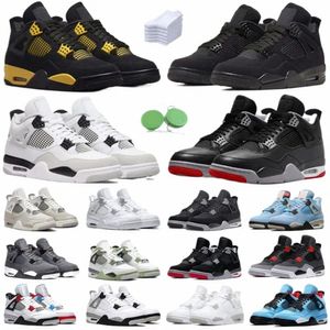 scarpe firmate Scarpe da basket 4 Uomo Donna 4s Sneaker Bred Reimagined Militare Nero Cat Pine Green Seafoam Bianco Oreo Red Thunder Unc Medium Olive M K4AA #