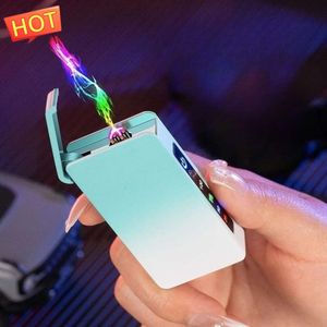 New Pulse Plasma USB Charging Portable Windproof Metal Double Arc Cigar Lighter Outdoor Camp Personalized Customized Men's Gifts