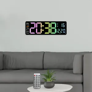 Orologi da parete Orologio digitale con telecomando Luce ambientale colorata Silenzioso Elettronico moderno per l'arredamento della camera da letto, della casa e dell'aula