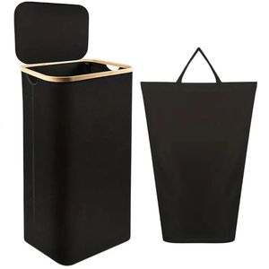 Collapsible Clothes Hamper with Lid Inner Bag Storage Basket Oxford Cloth Dirty Organizer Bathroom Accessories 240319