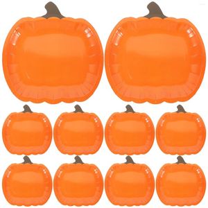 Disposable Dinnerware 10 Pcs Halloween Pumpkin Paper Plates Party Dessert Shaped Supplies Dinner Multi-function