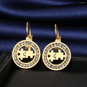 Orecchini pendenti in acciaio inossidabile 2024 Trend Coppia Puzzle 3A Zircone Cristallo Fascino di moda per gioielli da donna Regali per feste