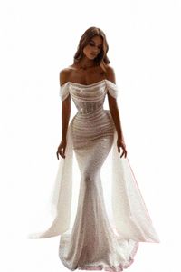 lussuoso sexy sirena spalle scoperte lucido Mop Wedding Dres Bella spiaggia sposa Dres Backl Custom Made Nuovo 2023 X03J #