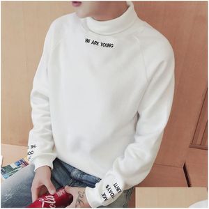 Mens Hoodies Sweatshirts New Fashion Turtleneck Design Mans Letter Printed We Are Young Embroidery Sweatshirt Drop Delivery Apparel Cl Dhgyv