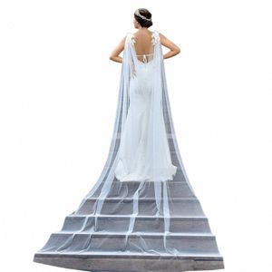 MMQ MG25 LG Wedding Shawl with Lace Removable Bride Tulle Sleeves Cathedral Veil Cape Bride Dres DIYカスタマイズ可能Y7F7＃