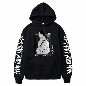 Jujutsu kaisen anime hoodies yuta okkotsu manga tryckt lg ärmmännen kvinnor höst vinter varm plus storlek huva tröjor i8io#