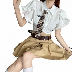 2024 short sleeve japanese school uniform girl sailor dr pleated skirt uniform college style school daily two-piece jk set y4mD#