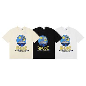 Meichao Rhude Yacht Club Yacht Clubプリント男女のための半袖Tシャツハイストリートハーフスリーブファッション