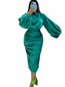 wmstar Plus Size Party Dres for Women Fi Lantern Lg Sleeve Draped Maxi Dr Hot Sale Wholesale Dropship 2024 O6KT#