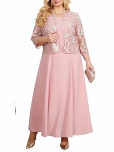 due pezzi Dr Donna Primavera Autunno Ricamo floreale Maxi Lg Dr per la festa degli ospiti di nozze Plus Size Abbigliamento donna a6cn #