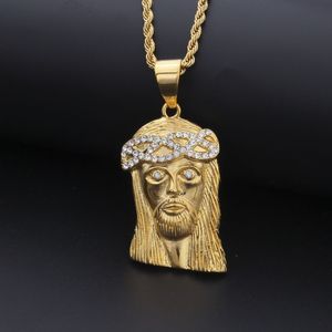 Mens Hip Hop Colar Jóias Moda Aço Inoxidável JESUS Peça Pingente Colar de Ouro de Alta Qualidade Necklace336q