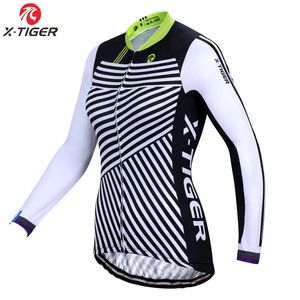 X-Tiger 100% poliestere Abbigliamento da ciclismo da donna Manica lunga Autunno Abbigliamento da ciclismo Camicia da bici da corsa anti-UV Abbigliamento da bicicletta MTB 240328