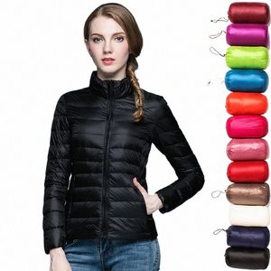 women Short Puffer Jacket 2023 New Fi Stand Collar Lightweight Water-Resistant Packable Female Down Parka Casual Coat Z9KN#