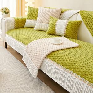 Stol täcker plysch soffa med förtjockad anti slip säte kudde enkel och modern vinter täcke tyg handduk grädde stil hem läder