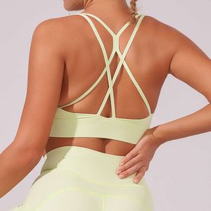 Lu Align Back Tanks Sexiga kvinnor Cross Sport Bras Padded Strappy Criss Cross Croped Bras för Yoga Workout Fitness Low Impact Lemon Sports 2024