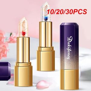 102030st Transparent Jelly Lipstick Petals Lip Makeup Balm No Fading Lighten Color Beauty and Health 240321