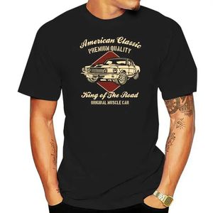 Muscle Car Mustang American Classic Road Tshirt Tops Print Letters Men 100 Cotton Shirts T 240315