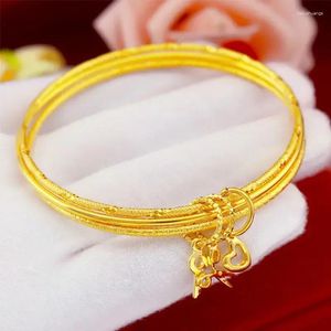 Złota Bangle Gold z 999 prawdziwą bransoletą trzy życie III Girlfriends nie zanika