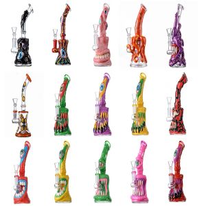 Estilo de Halloween Hookahs Tubulações de Água Único Heady Glass Bong Showerhead Perc Beaker Bongs Oil Dab Rig Wax Rigs Water Smoking Pipe Com LL