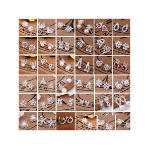 Stud Selling 45 Styles Korean Earrings Creative Super Shiny Diamond New Pearl Fashion Jewelry High Quality Drop Delivery Dhkoc