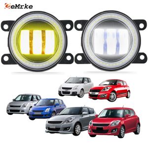 EEMRKE Led Fog Light Assembly 30W/ 40W for Suzuki Swift III IV Swift Sport 2005-2018 with Clear Lens Angel Eyes DRL Daytime Running Lights 12V PTF Car Accessories