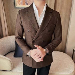 Ternos masculinos duplo breasted blazer jaquetas para homens de alta qualidade negócios formal wear limpo ajuste elegante tamanho grande terno casacos 4xl